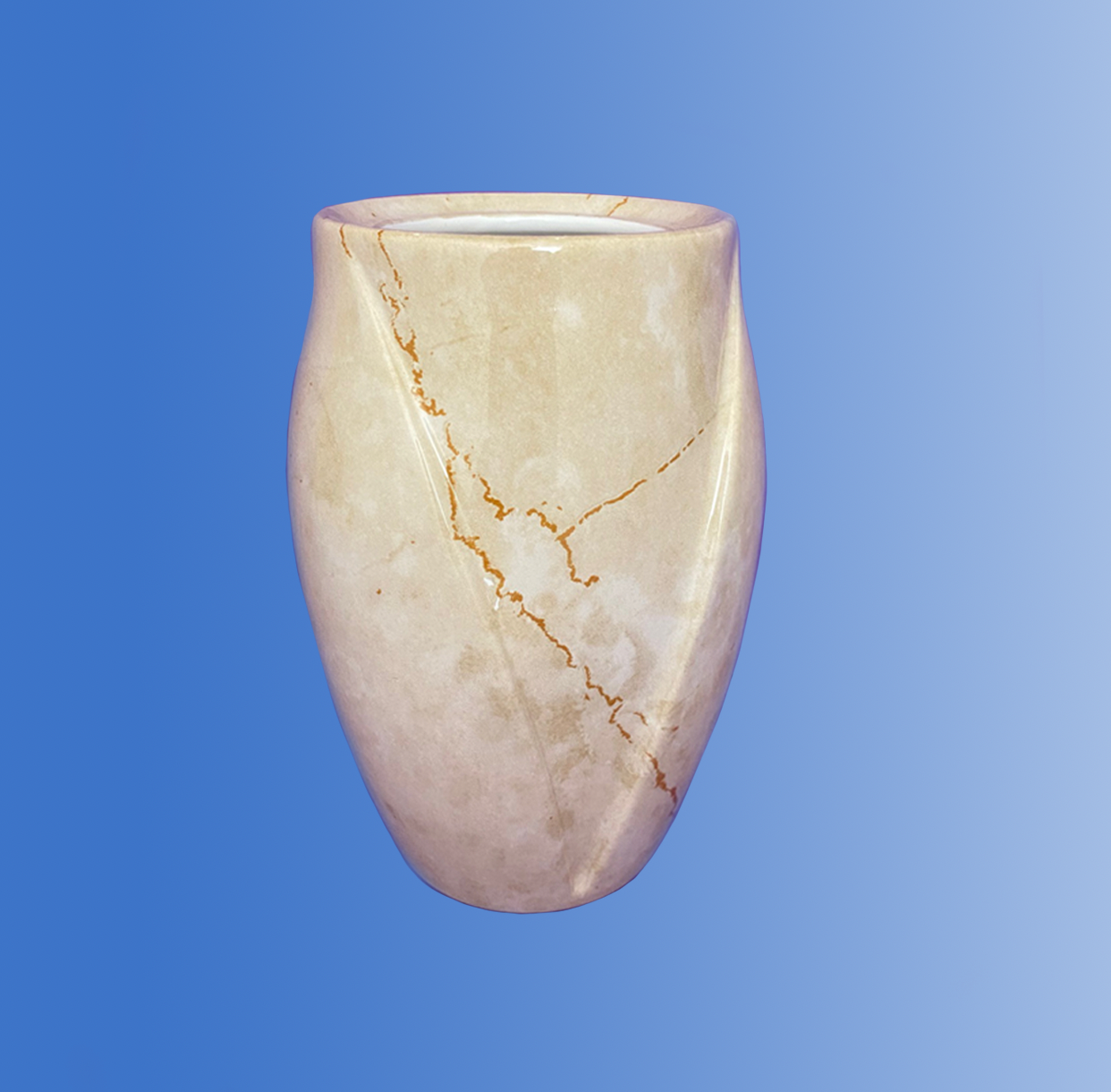 Vaso a "V" effetto marmorizzato botticino